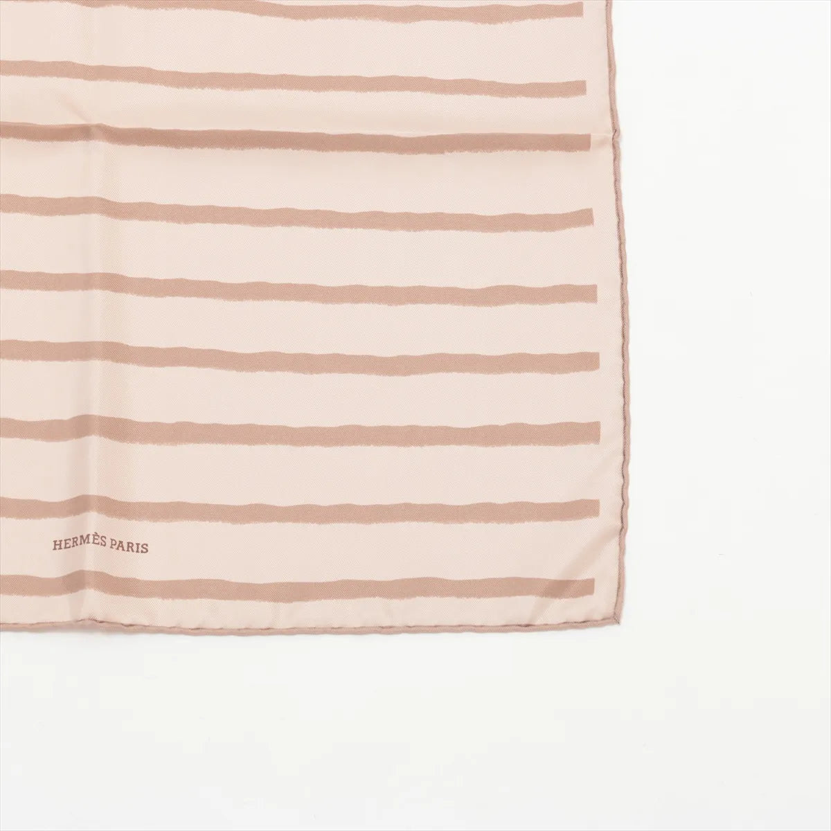 Hermes Carre 45 Stripe Silk Scarf Light Brown