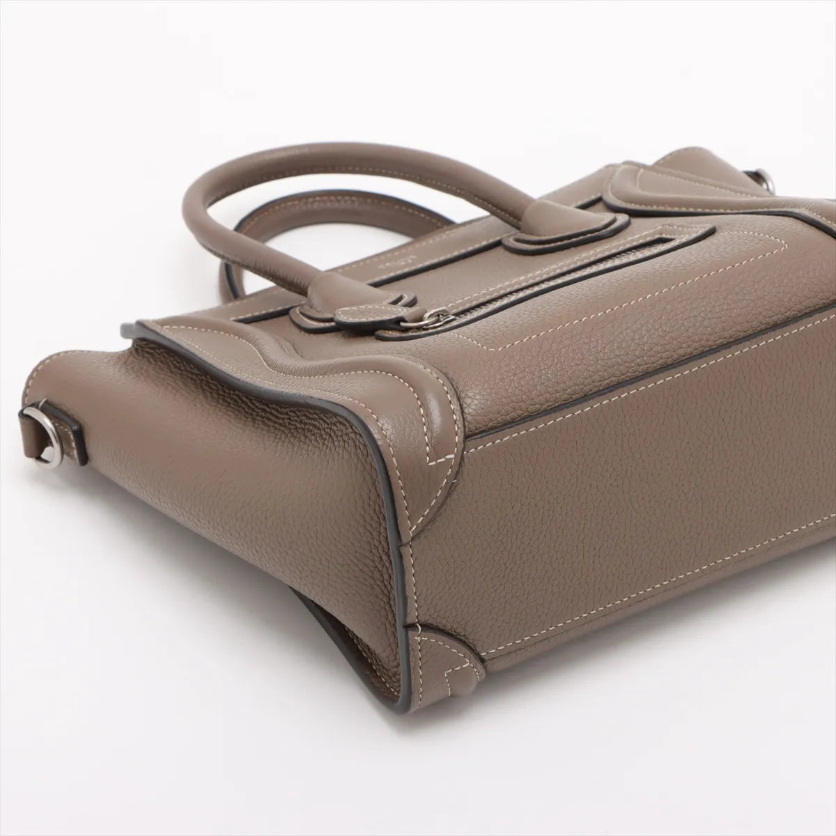 Celine Luggage Nano Shopper Leather Two-Way Shoulder Bag Dark Brown