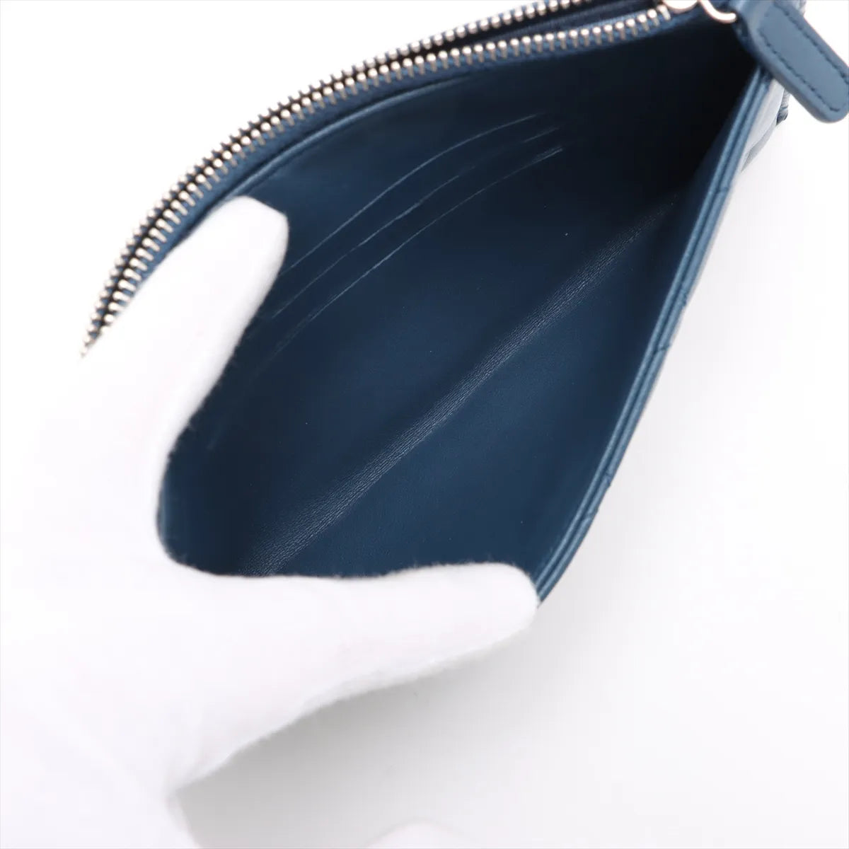 Chanel CC Logo Matelasse Lambskin Long Wallet Blue