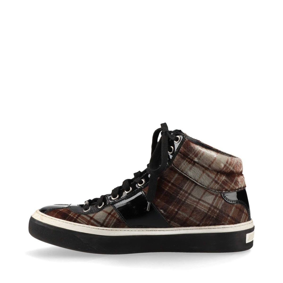 Jimmy Choo Check Fabric High-top Sneakers  Black × Brown