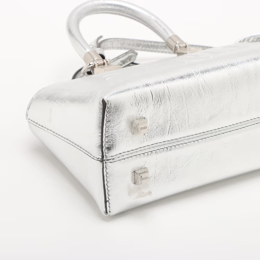 Fendi By The Way Mini Leather Two-Way Handbag Silver