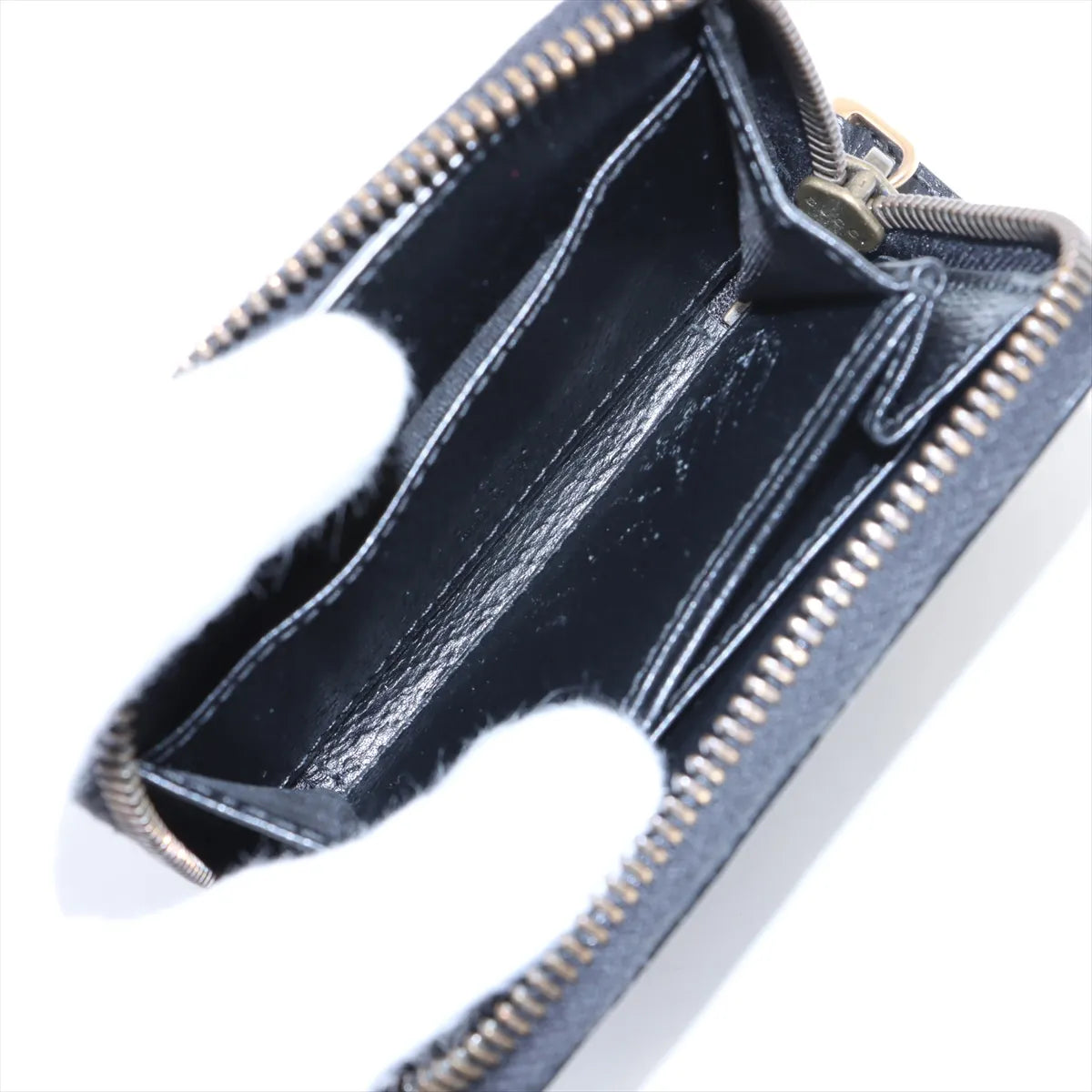 Gucci Double G Leather Zip Coin Purse Black