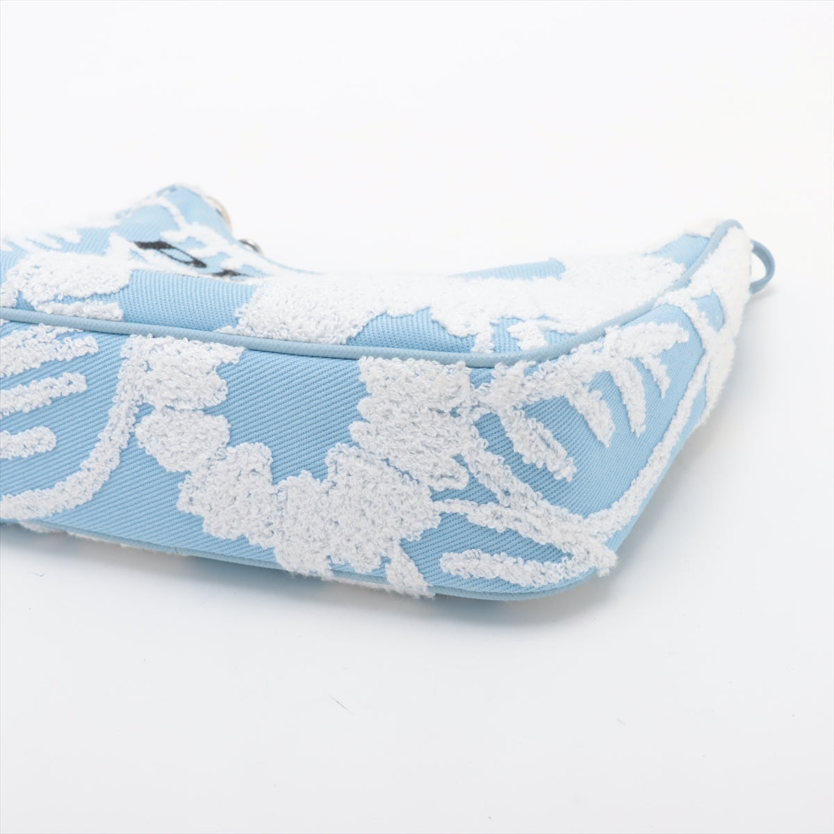 Prada Embroidered Floral Re-edition Canvas Shoulder Bag Blue *  PREORDER *
