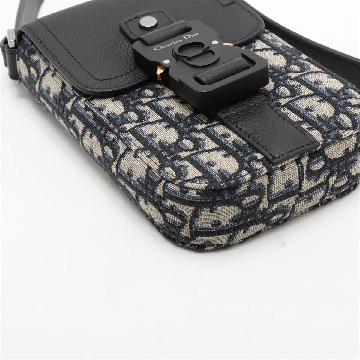 Dior Oblique Saddle Vertical Pouch Bag Navy Blue x Black