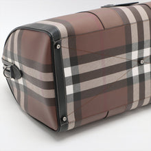 Load image into Gallery viewer, Burberry Check Leather Holdall Boston Bag Brown