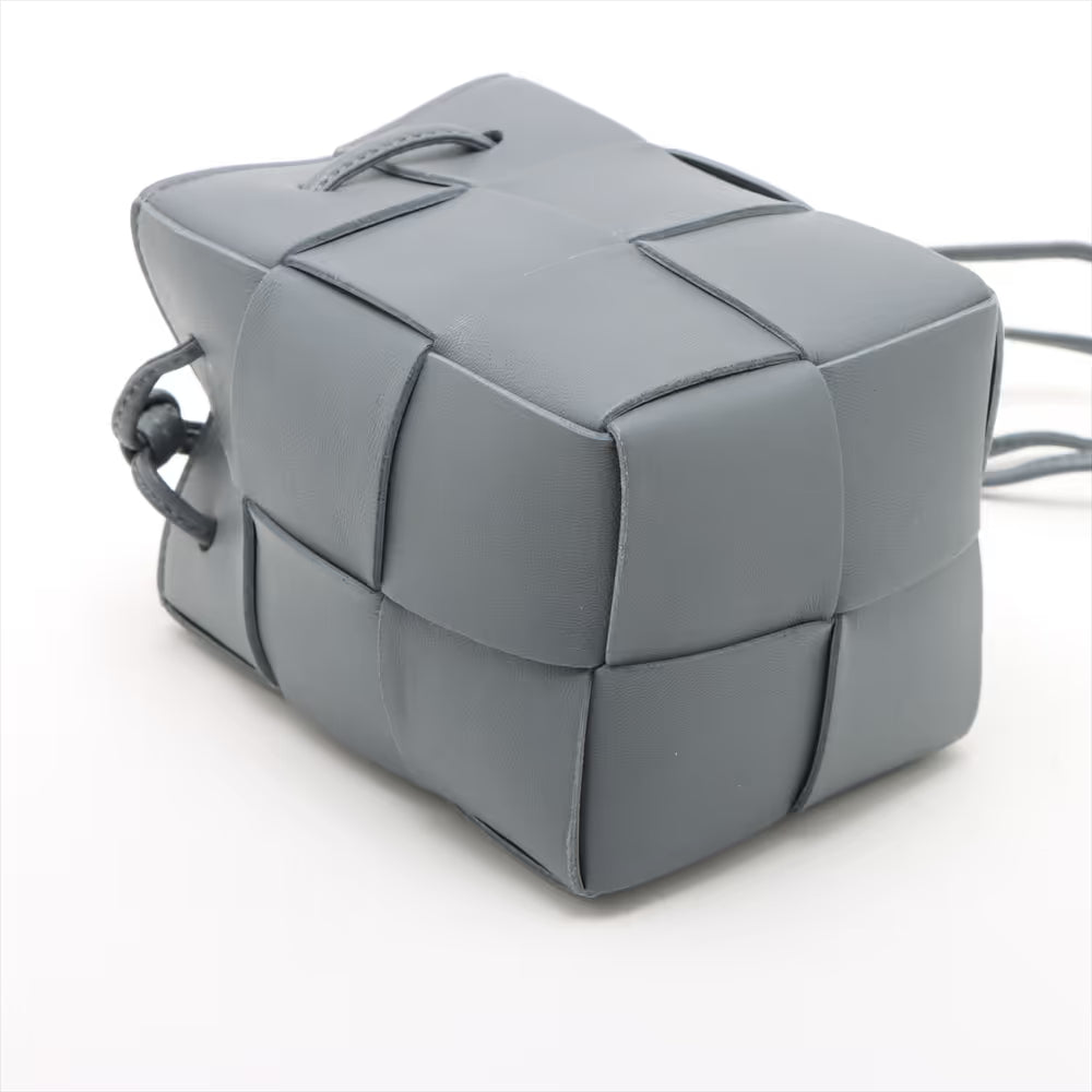 Bottega Veneta Maxi Intrecciato Cassette Mini Crossbody Bag Gray