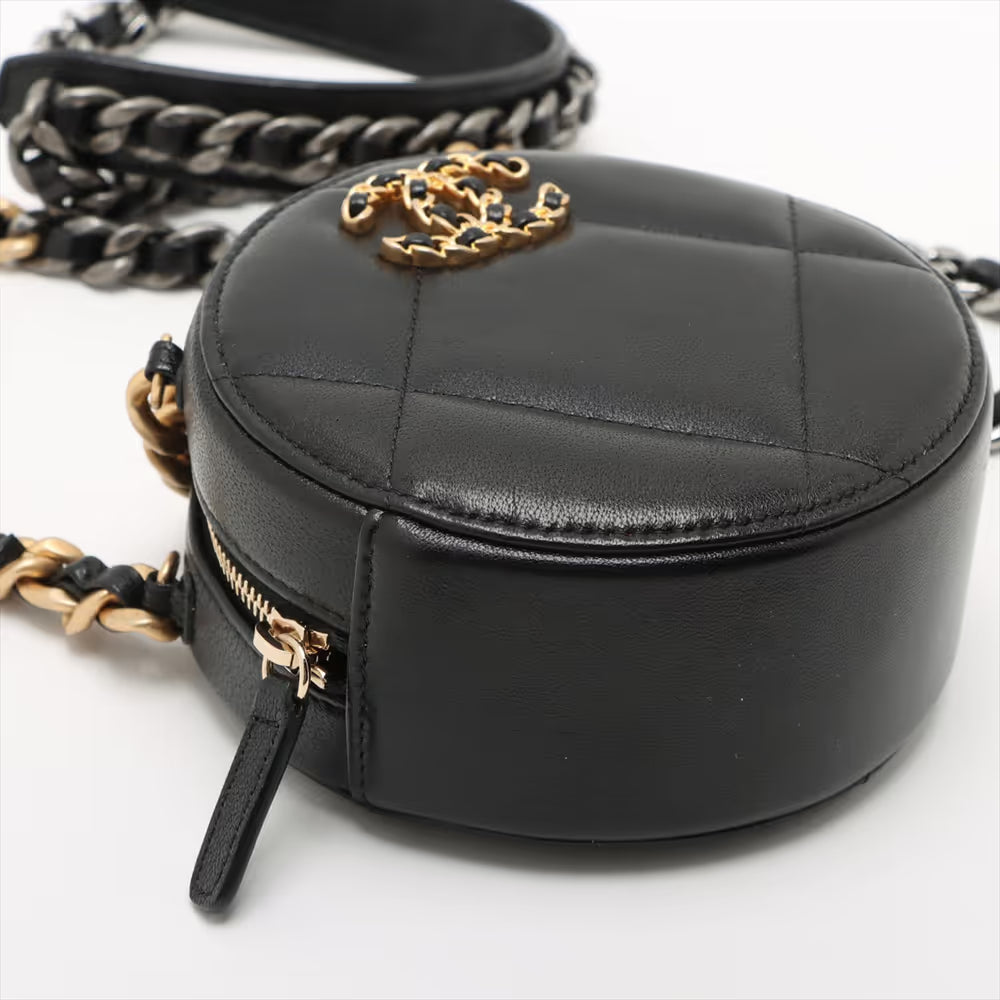 Chanel Chanel 19 Lambskin Round Chain Shoulder Bag Black