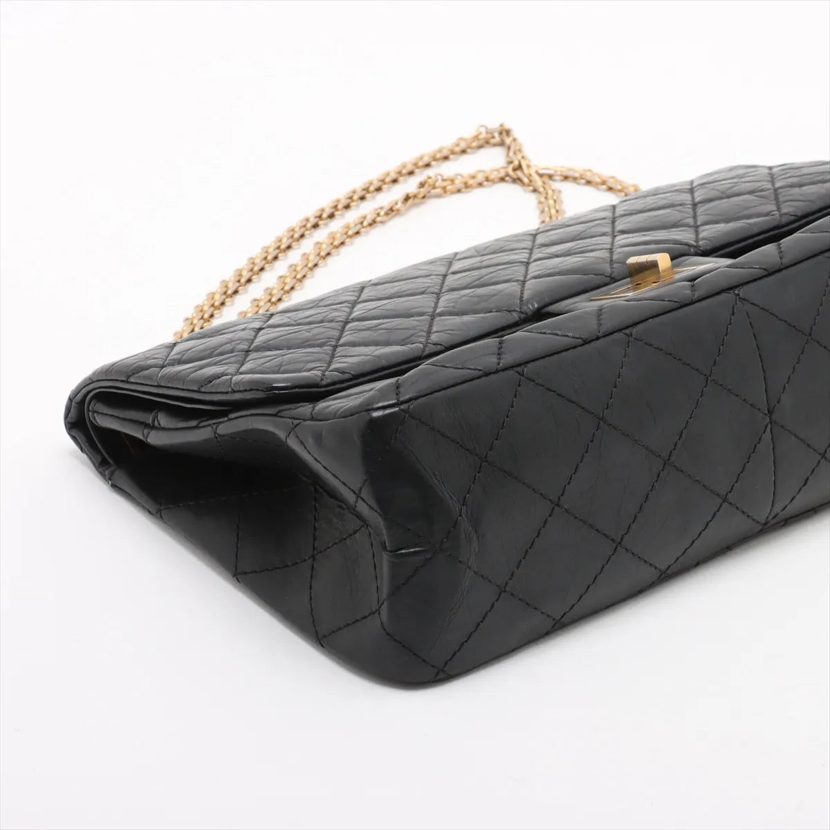 Chanel Matelasse 2.55 Maxi Vintage Calf Double Flap Double Chain Bag Black