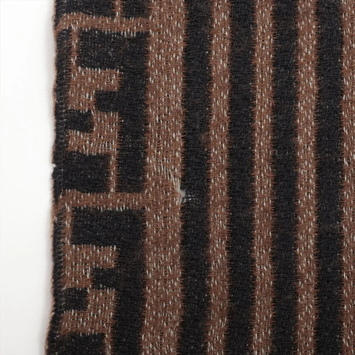 Fendi Logo Wool Scarf Brown x Black