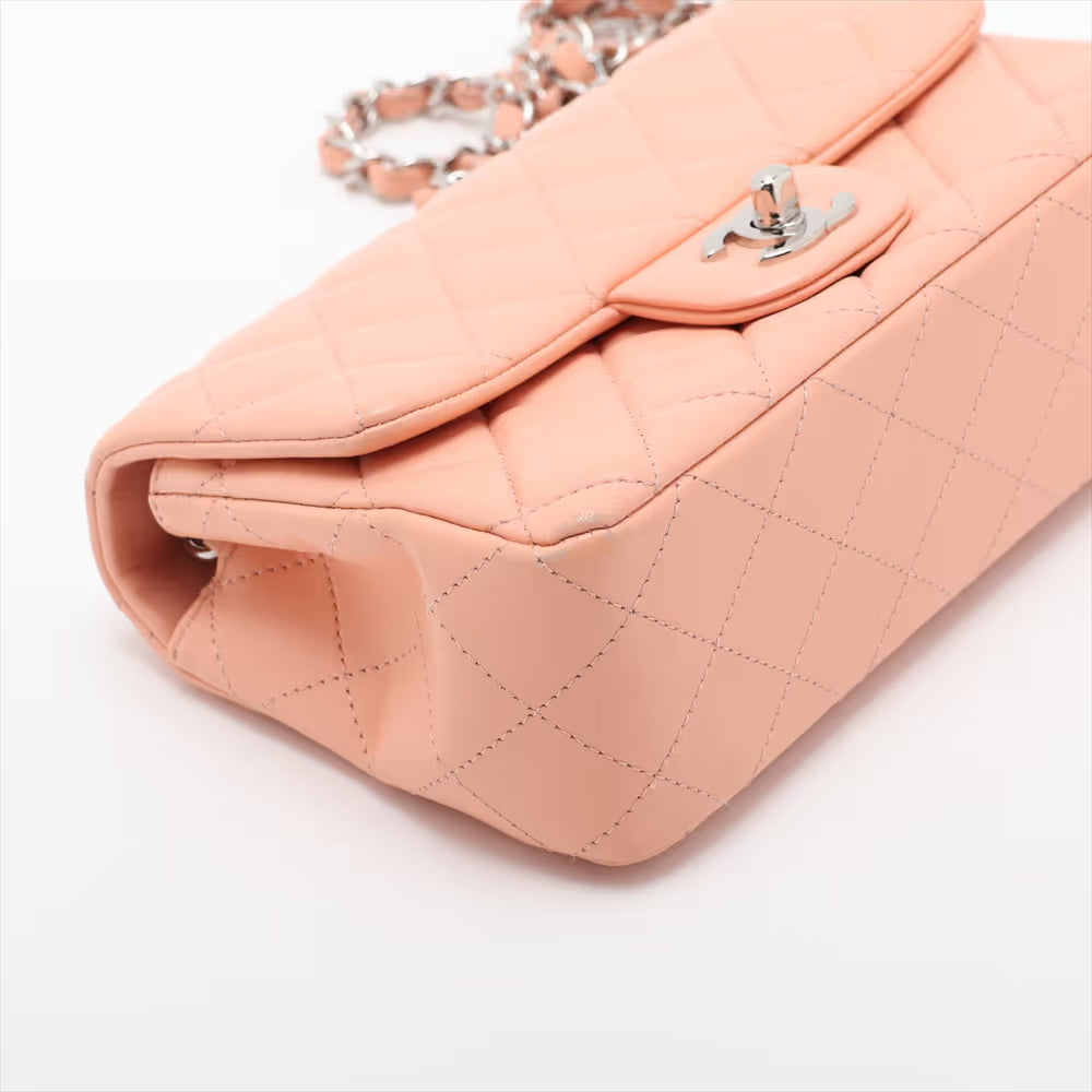Chanel CC Logo Mini Matelasse 20 Lambskin Single Flap Single Chain Bag Pink Beige