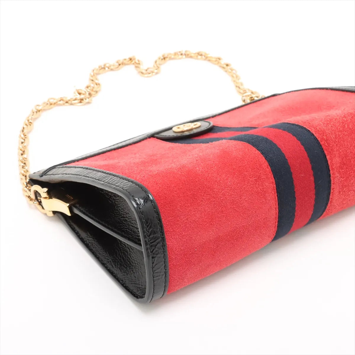 Gucci GG Logo Ophidia Suede Leather Chain Shoulder Bag Red