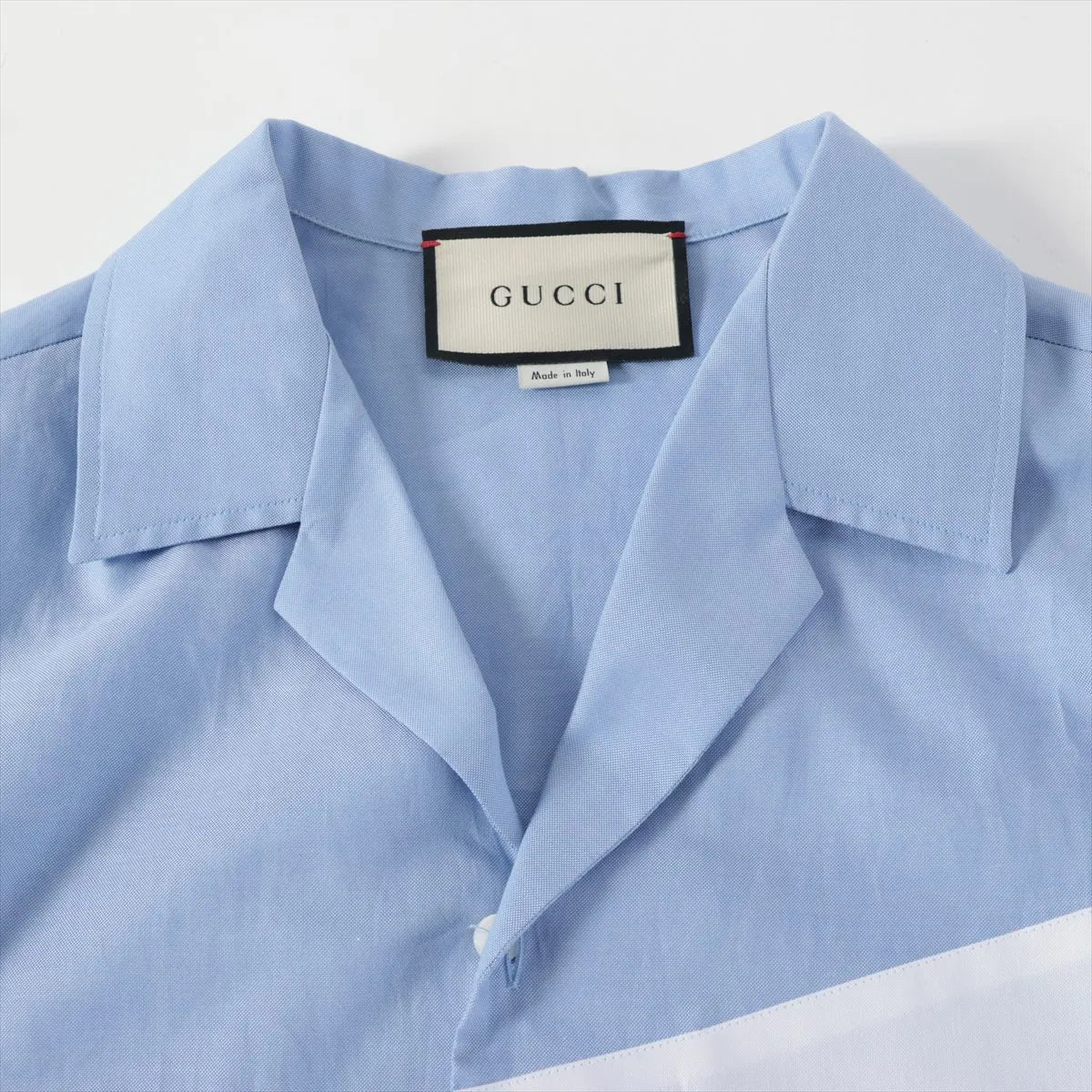 Gucci Cotton Polo Shirt Light Blue x White