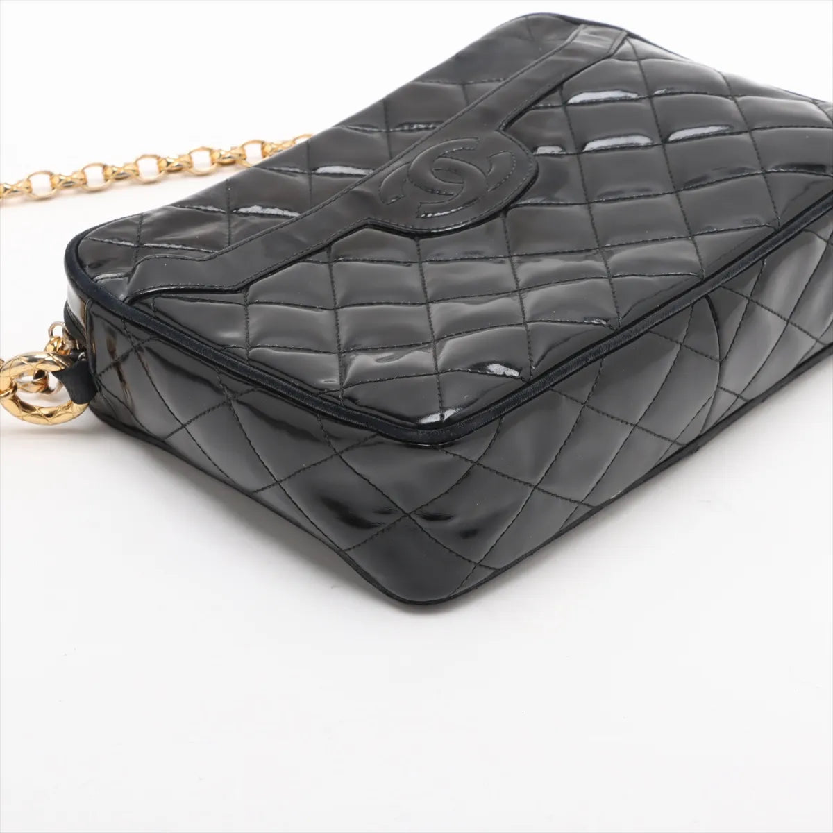 Chanel CC Logo Matelasse Patent Leather Chain Shoulder Bag