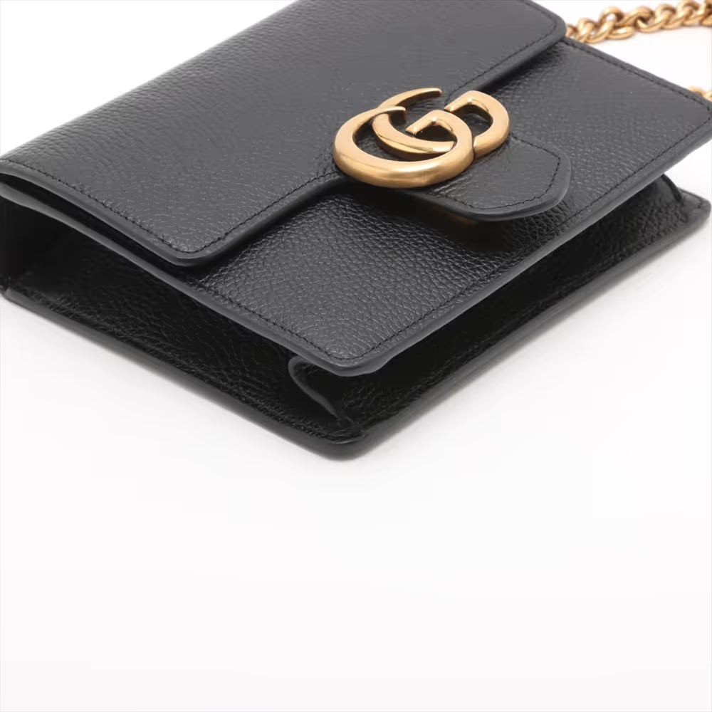 Gucci GG Marmont Leather Chain Shoulder Bag Black