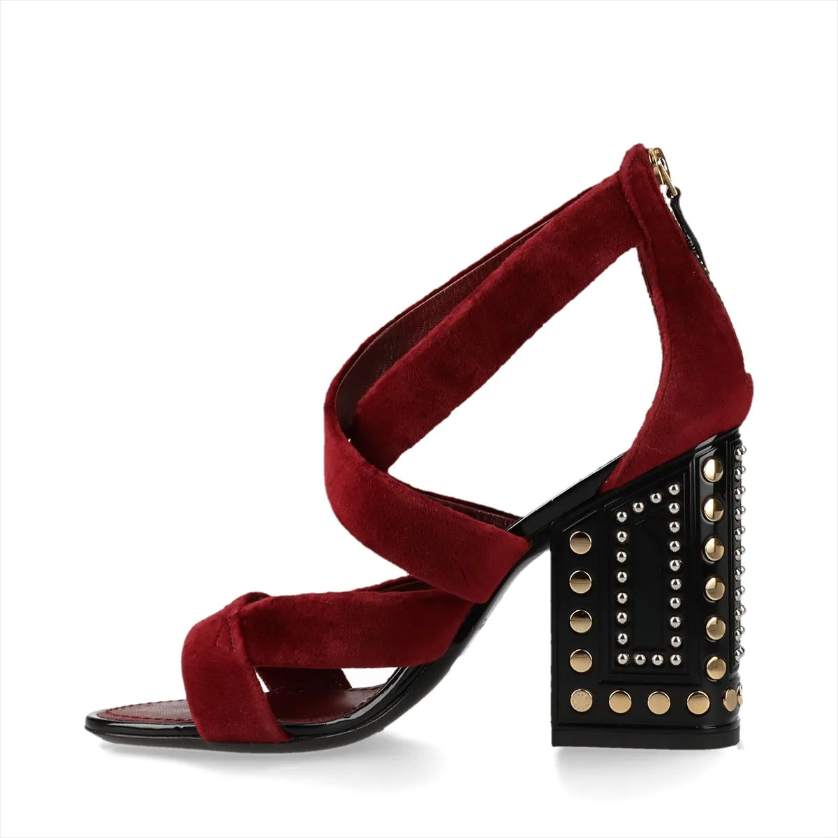 Louis Vuitton Velour Leather Sandals Bordeaux x Black