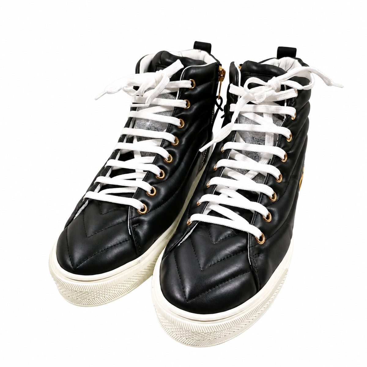 Louis Vuitton Black Leather High-Top Sneakers — EU 37 — product view
