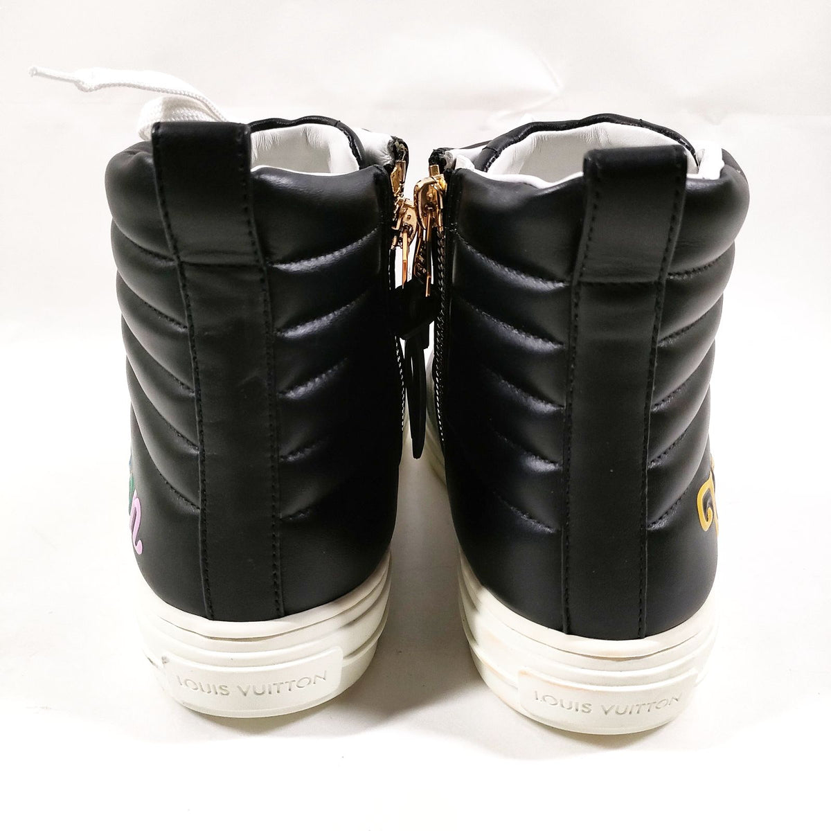 Louis Vuitton Black Leather High-Top Sneakers — EU 37 — detail 2