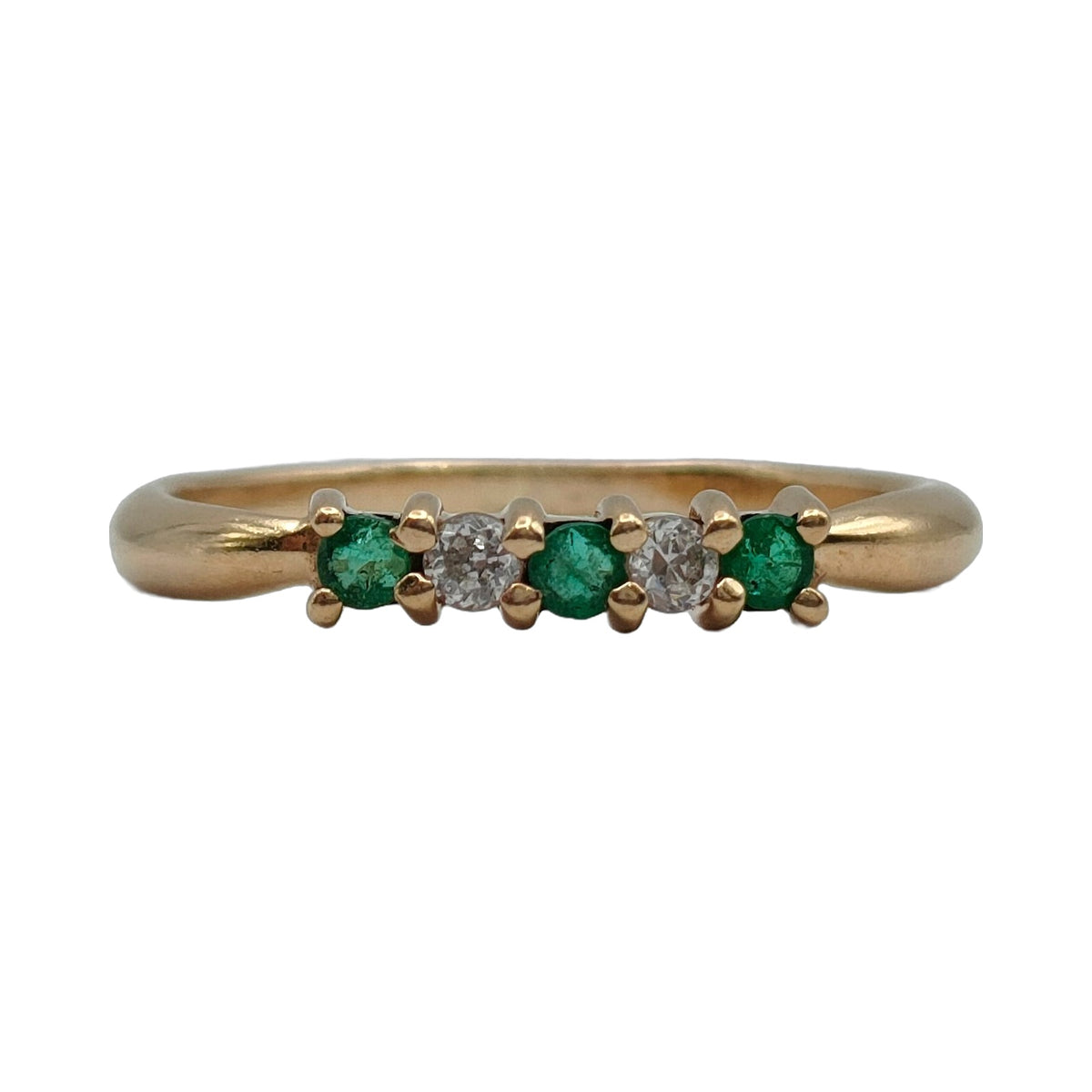 10K Yellow Gold Emerald & Diamond Ring — JPN 10 — product view