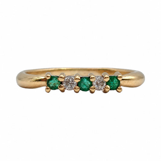 10K Yellow Gold Emerald & Diamond Ring — JPN 10 — product view
