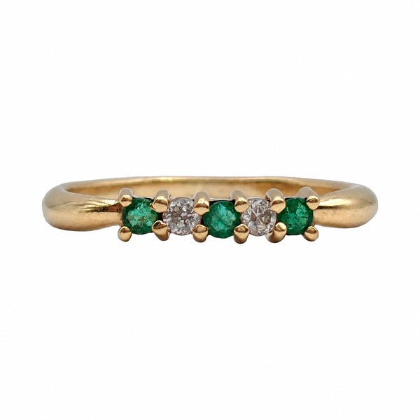 10K Yellow Gold Emerald & Diamond Ring — 5.5