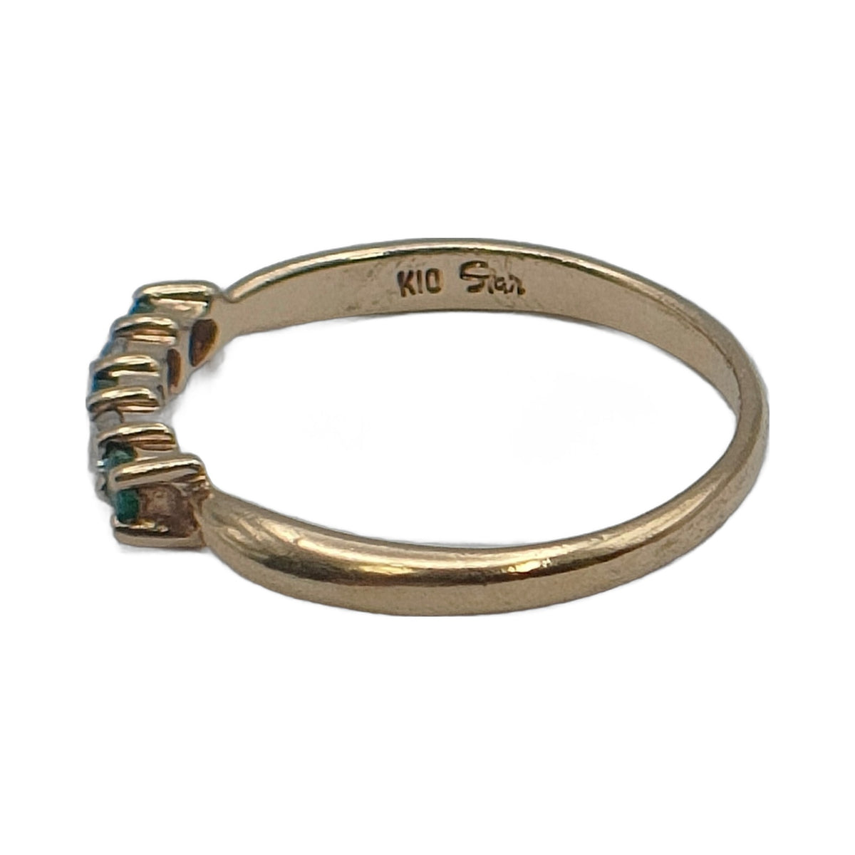 10K Yellow Gold Emerald & Diamond Ring — JPN 10 — detail 2