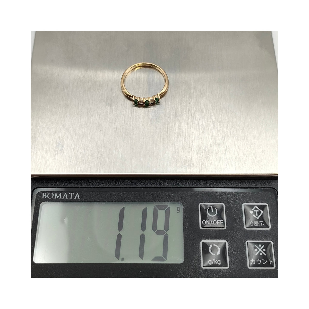 10K Yellow Gold Emerald & Diamond Ring — JPN 10 — detail 8