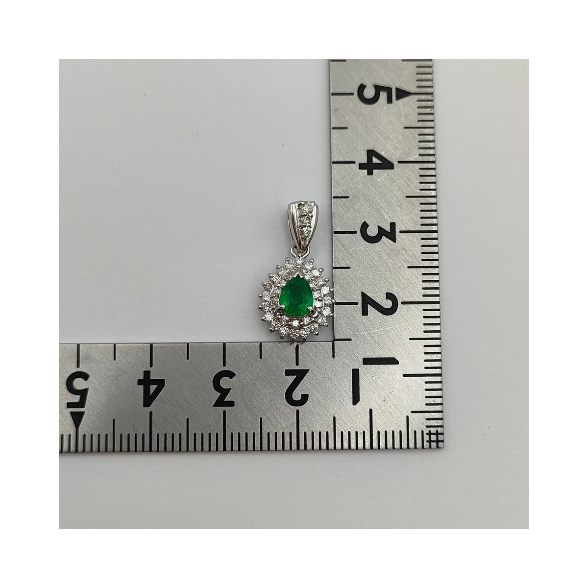 Pt900 Platinum Emerald & Diamond Halo Pendant — detail 6