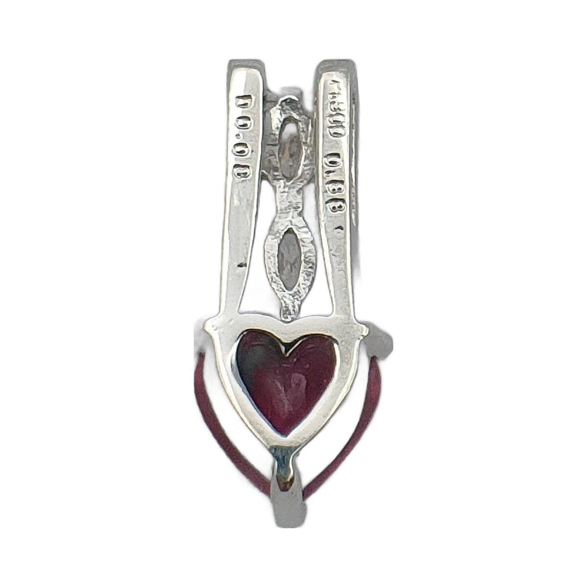 Pt900 Platinum 0.88 ct Heart Ruby & Diamond Pendant — detail 4