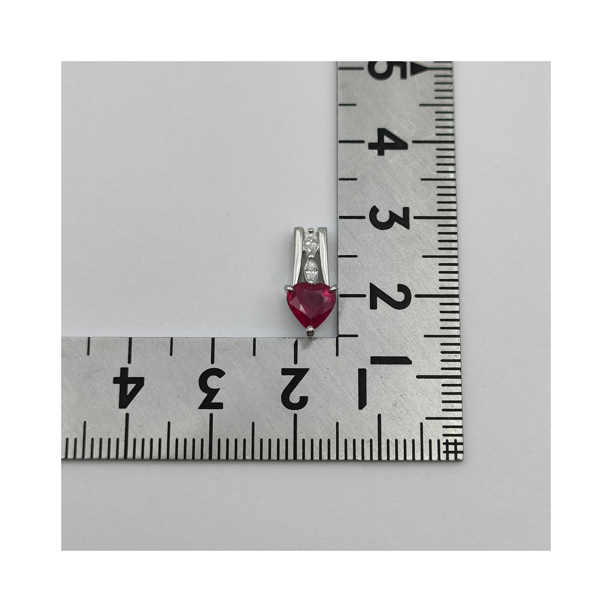 Pt900 Platinum 0.88 ct Heart Ruby & Diamond Pendant — detail 6