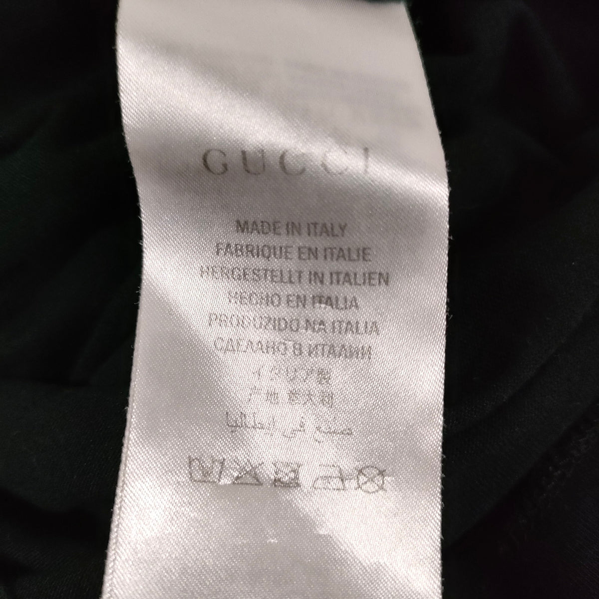 Gucci Black Cotton Iridescent Logo T-Shirt — Size M — detail 6