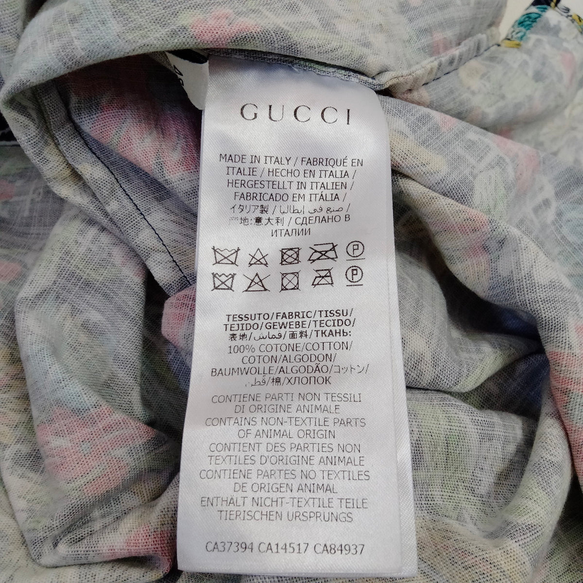 Gucci Navy Floral & Anchor Cotton Shirt — Size 48 — detail 4
