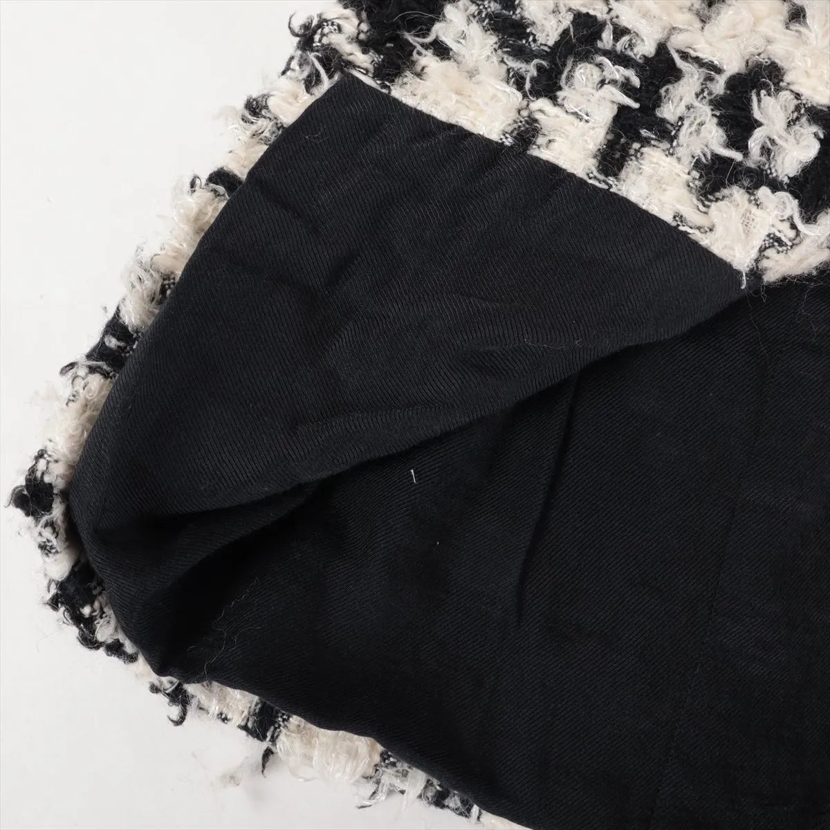 Balmain Tweed Wool Double Breasted Long Coat White x Black