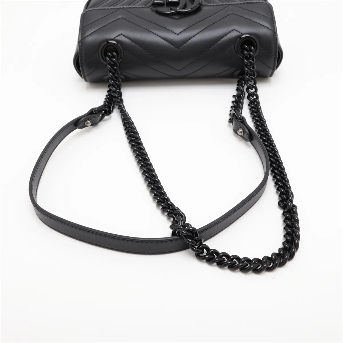 Gucci GG Marmont Leather Chain Shoulder Bag Black