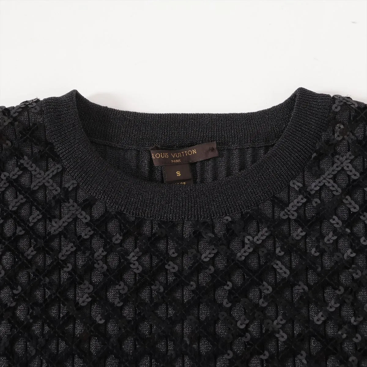 Louis Vuitton Sequins Polyester Long Sleeve Dress Black