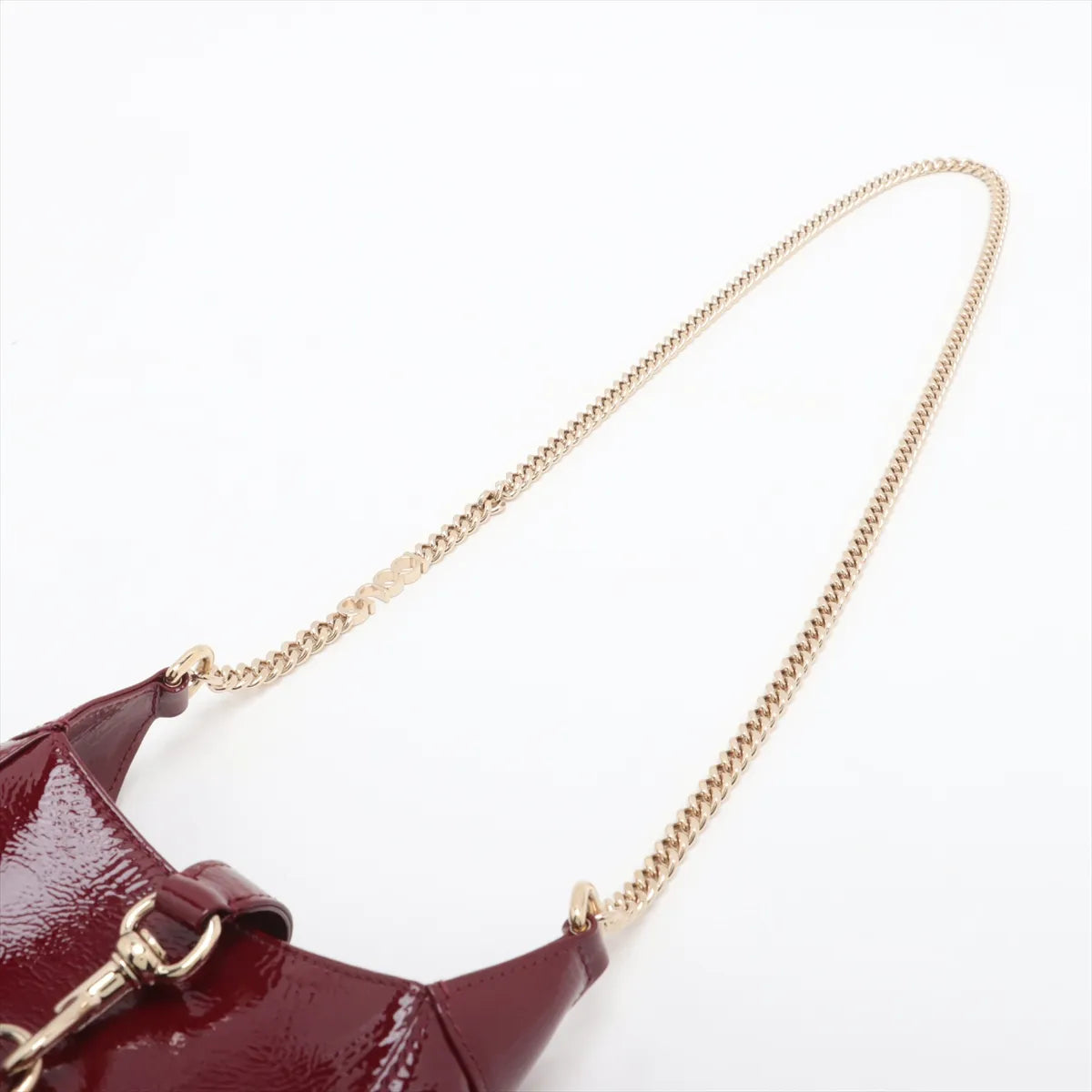 Gucci Jackie Notte Patent Leather Chain Shoulder Bag Red Lacquer
