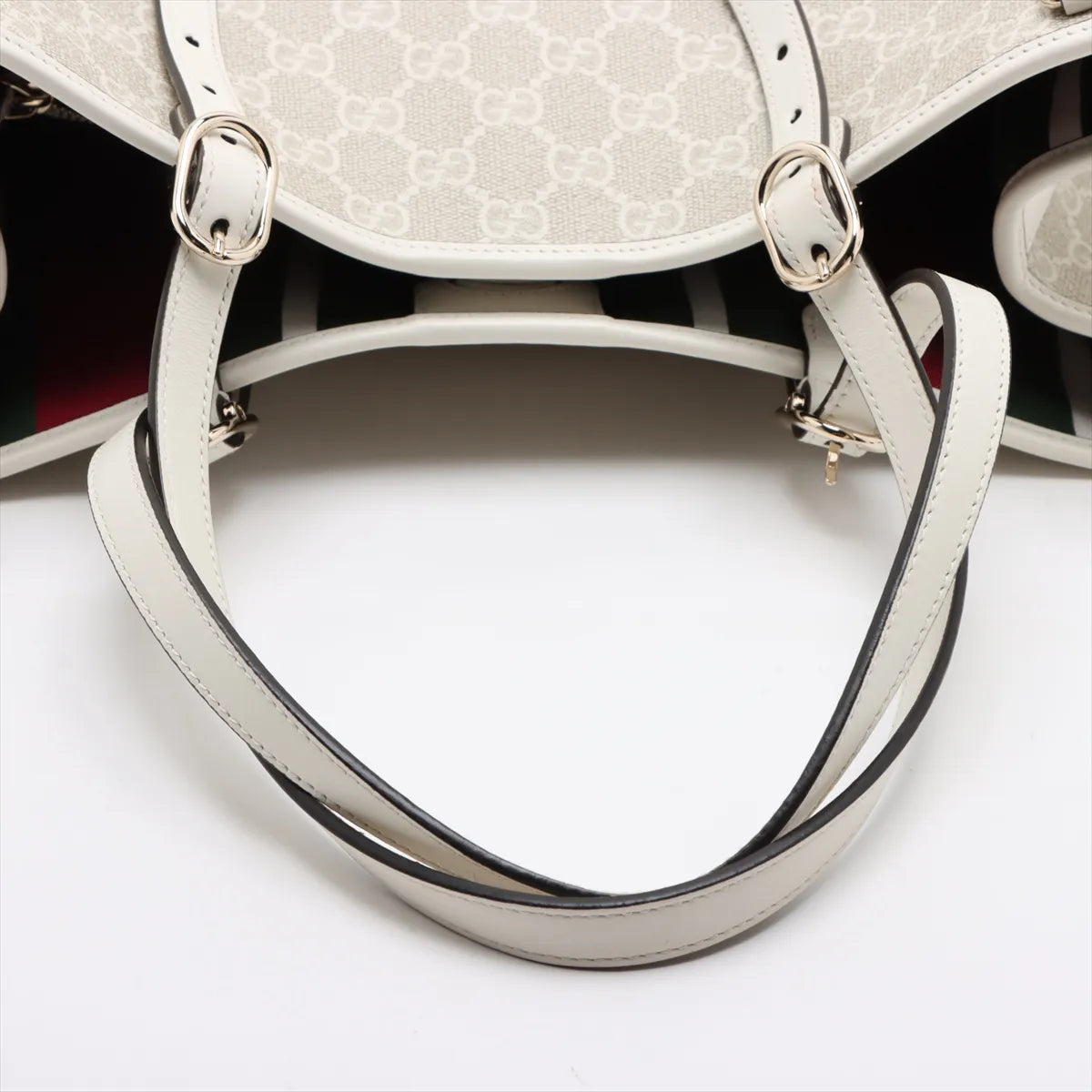 Gucci GG Logo Leather Tote Bag Beige