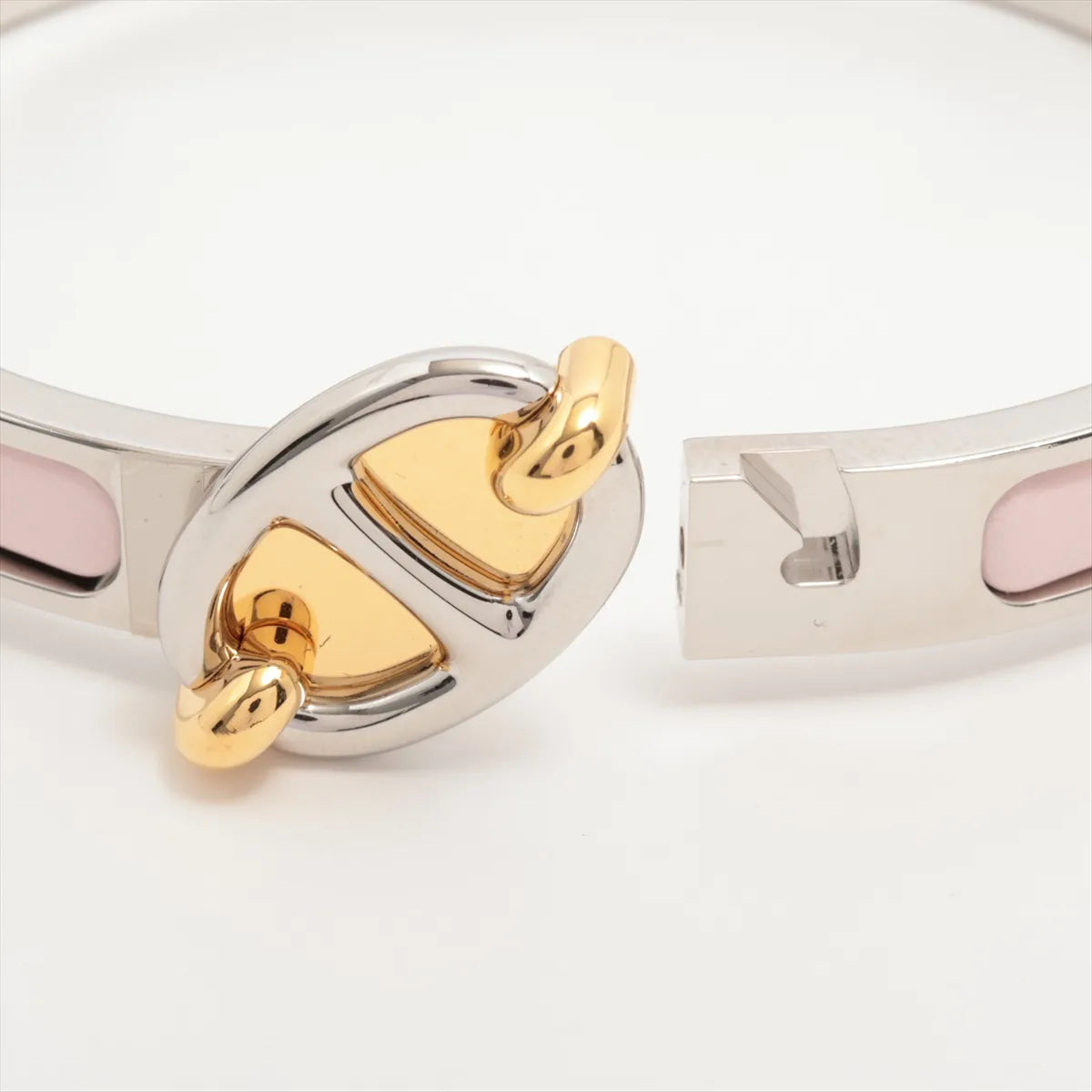 Hermès Mini Clic Chaine D'Ancre Bangle GP Silver×Pink