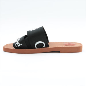 Chloe Woody Flat Mule Slides Black