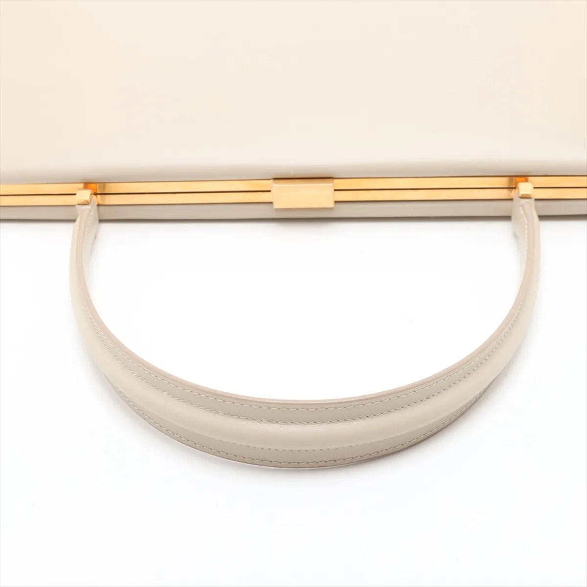 Celine Clasp Medium Leather Handbag Beige