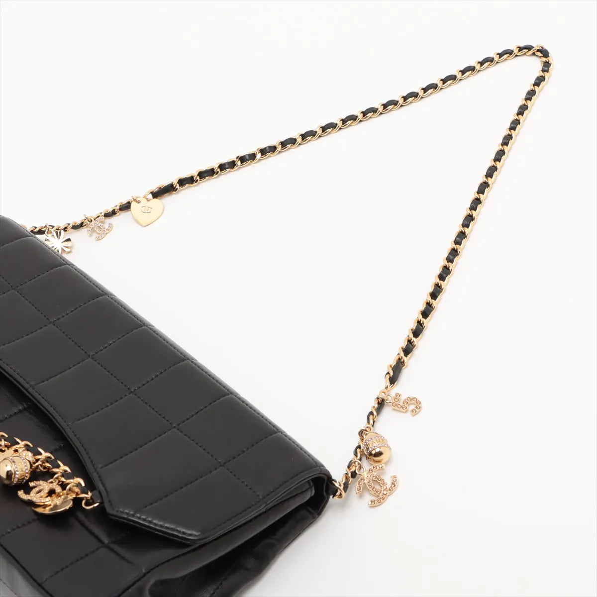 Chanel Chocolate Bar Lambskin Charm Chain Shoulder Bag Black *PREORDER*