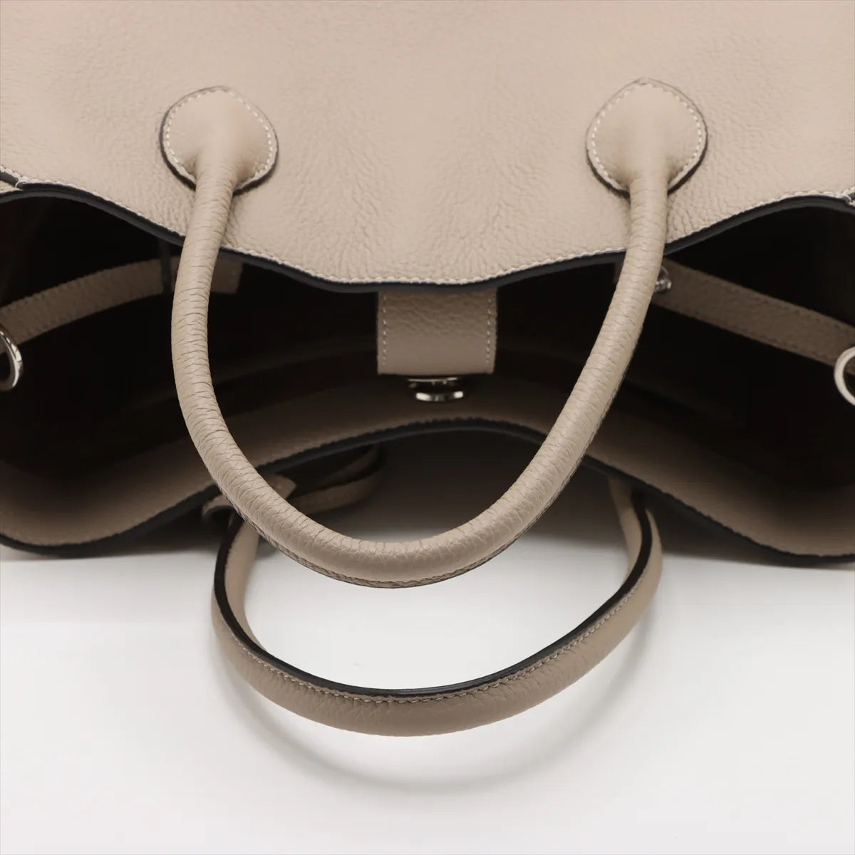 Bonaventura Mia Leather Two-Way Tote Bag Beige