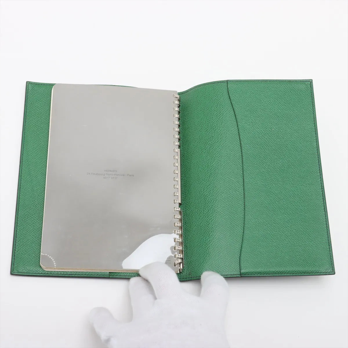 Hermès Agenda Leather Notebook Cover Navy Blue x Green