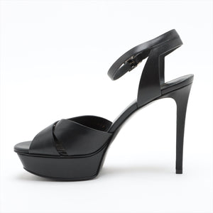 Saint Laurent Paris Leather Heel Sandals Black