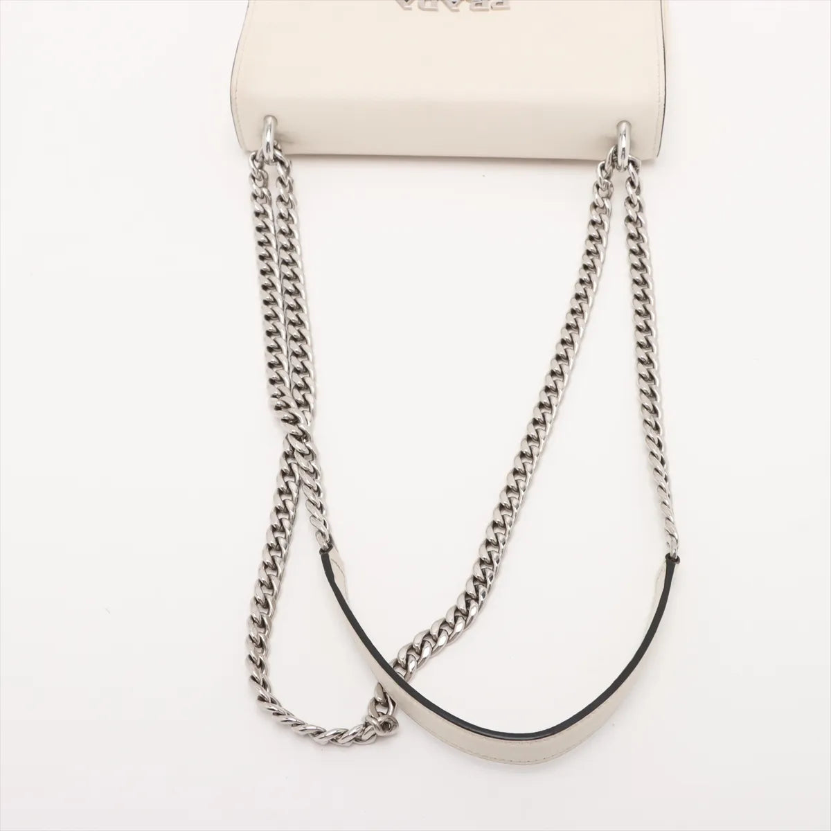 Prada Leather Chain Shoulder Bag White
