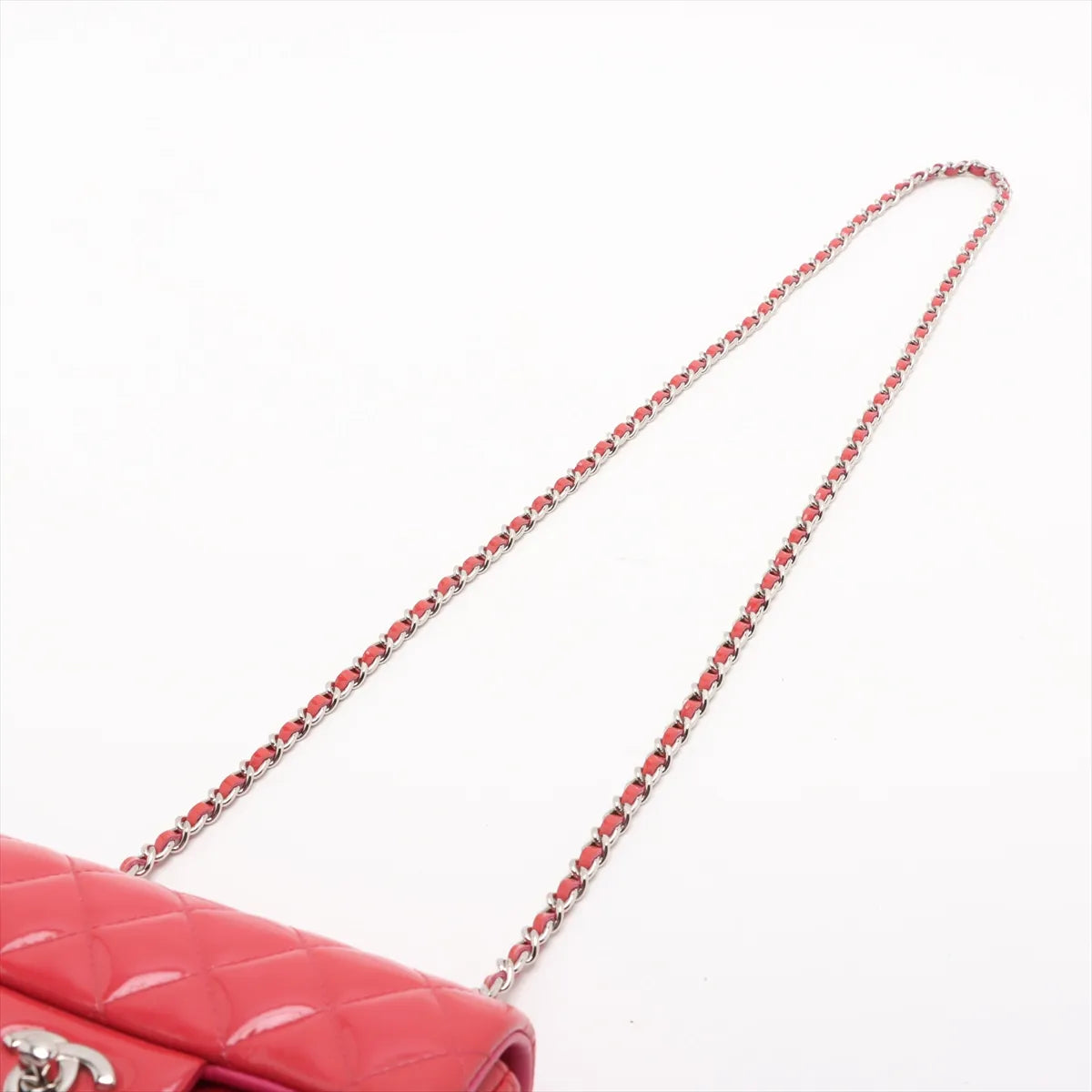 Chanel CC Logo Mini Matelasse 17 Patent Leather Single Flap Single Chain Bag Hot Pink