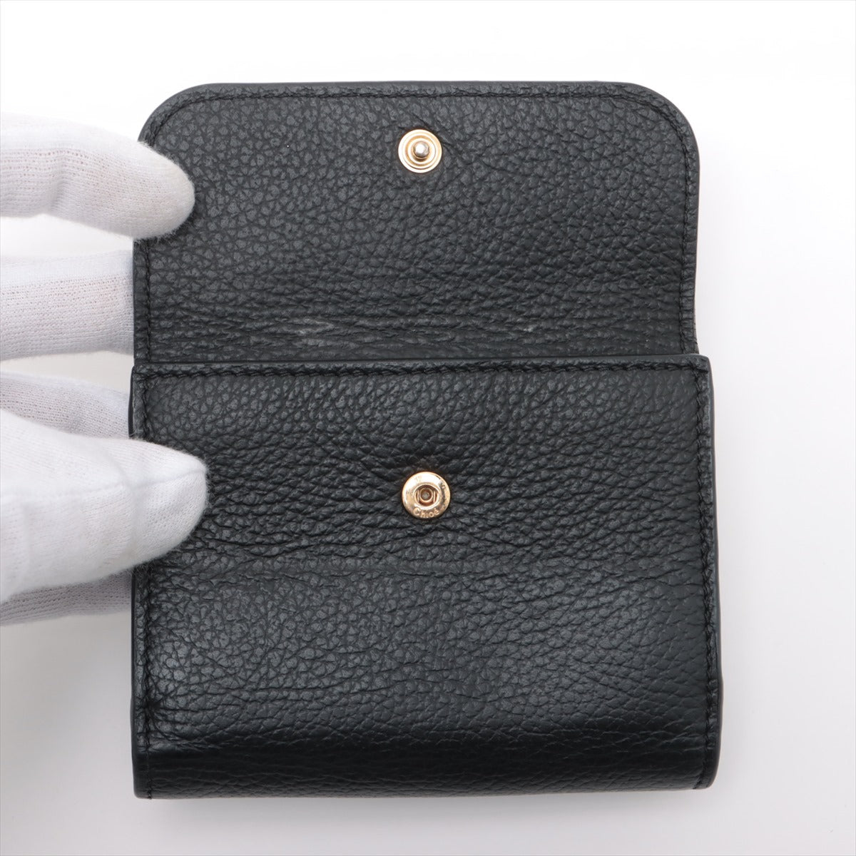 Chloe Alphabets Leather Compact Wallet Black