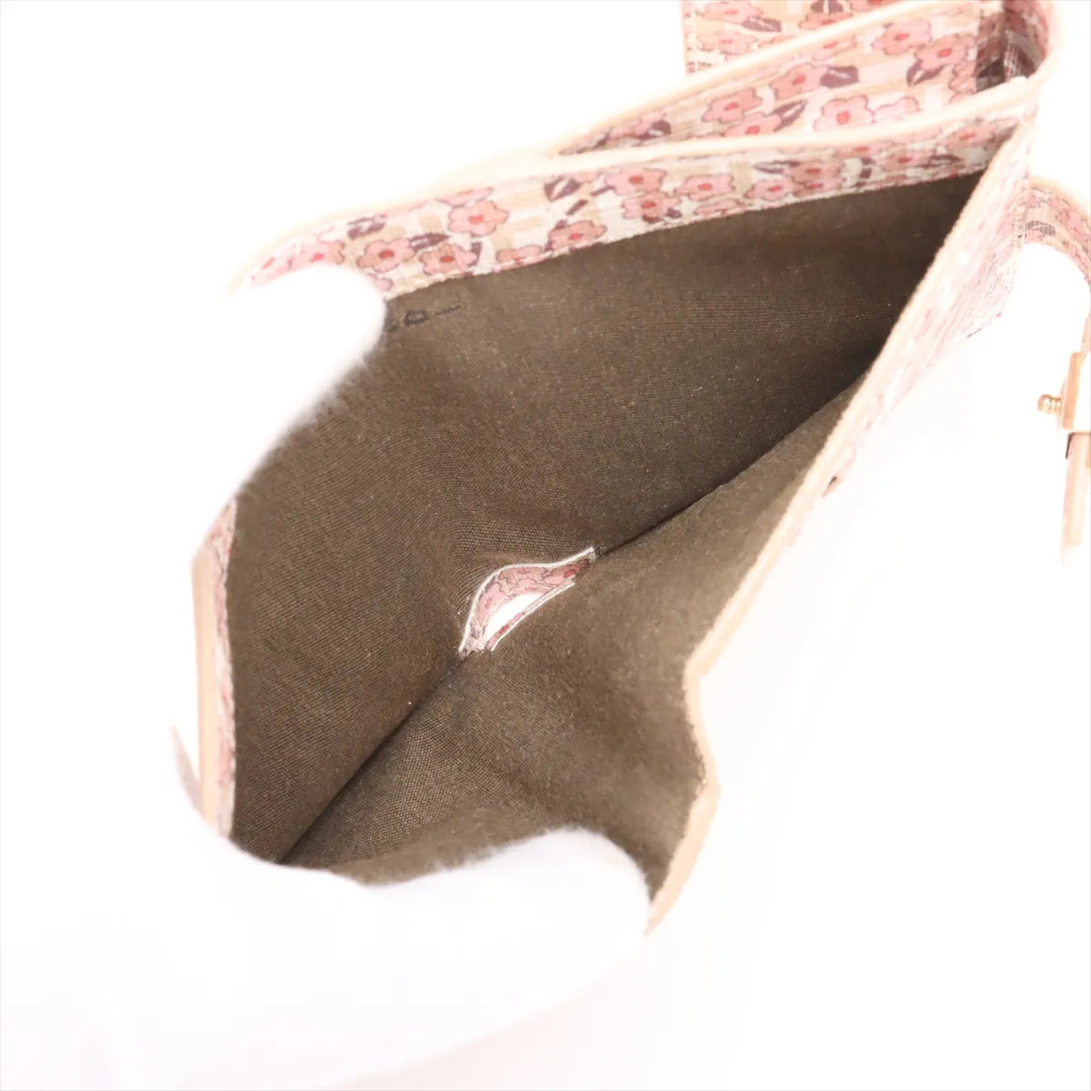 Fendi Zucchino Leather Trifold Compact Wallet Ivory