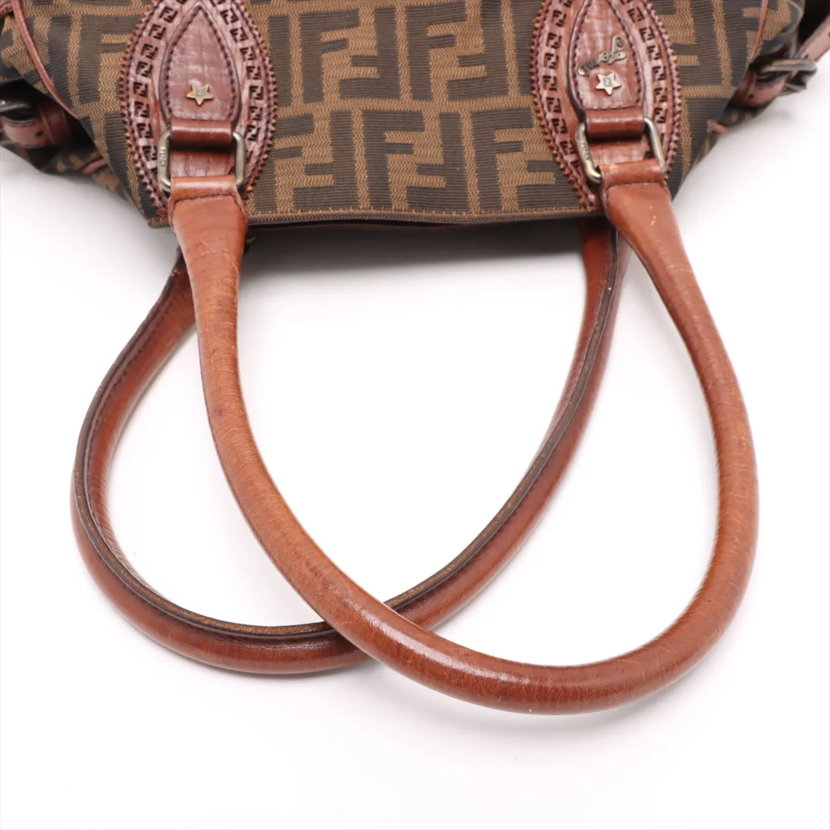 Fendi Zucca Canvas Leather Shoulder Bag Brown