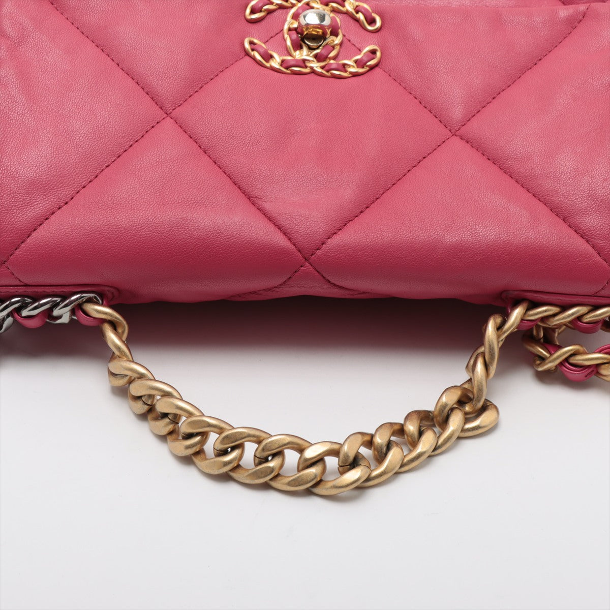 Chanel 19 Matelasse Lambskin Chain Shoulder Bag Hot Pink