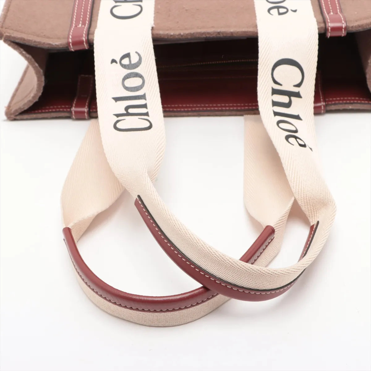 Chloe Woody Medium Felt Leather Tote Bag Brown